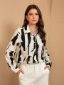 SHEIN BIZwear Random Printed Long Sleeve Shirt