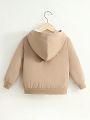 SHEIN Kids EVRYDAY Young Boy Patched Detail Thermal Lined Hooded Jacket