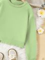 Teen Girls' Casual Simple Solid Color Round Neck Sweater