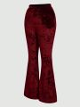 Women's Elastic Waist Velvet Flared Pants