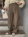 FriFul Solid High Waist Wide Leg Suit Pants