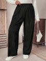 Plus Size Solid Color Elastic Waist Pants