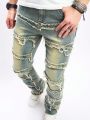 Men Washed Frayed Skinny Jeans