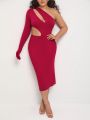 Serita Bell Plus One Shoulder Cut Out Bodycon Dress