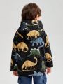 SHEIN Young Boy Dinosaur Print Hooded Thermal Lined Coat