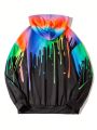 SHEIN Teen Boys' Casual Loose Knitted Hoodie With Night Glow Print