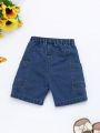 Baby Boys' Loose Fit Casual Blue Denim Shorts