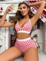 SHEIN Christmas Heart Print Lingerie Set