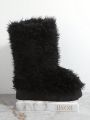 Fuzzy Cuff Slip On Boots