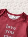 Baby Girl 5pcs Heart & Slogan Graphic Bodysuit