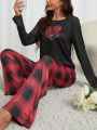 Women's Heart Print Long Sleeve Pajama Set