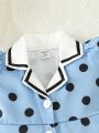 Baby Girls' Polka Dot Print Colorblock Shirt Dress