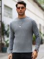 Men'S Color Block Striped Drop Shoulder Sweater