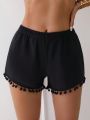 Pompom Decorated Swimsuit Shorts
