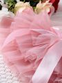 Baby Girls' Mesh Tutu Skirt And Rose Flower Headband Set, Perfect For Newborn Photography