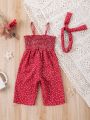 Baby Girl Polka Dot Print Ruffle Panelled Suspender Romper