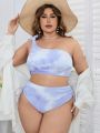 SHEIN Swim Basics Plus Size Tie-Dye Swimsuit Set