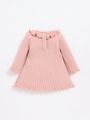 SHEIN Baby Girl Ruffle Trim Pocket Patched Dress