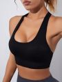 Yoga Basic Cut Out Racerback Sports Bra