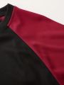 2pcs Men'S Color Block Raglan Sleeve T-Shirt With Patchwork