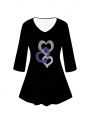 Plus Size Love Heart Printed T-Shirt