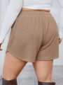 SHEIN Essnce Plus Size Solid Color Drawstring Waist Shorts