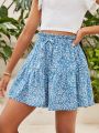 SHEIN Kids Cooltwn Teen Girls' Casual Floral Print Wide Leg Shorts For Vacation