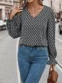 SHEIN Frenchy Women's V-neck Back Lace Patchwork Loose Shirt