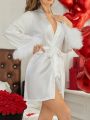 Women's Patchwork Furry Cuff Pajama Robe