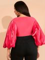 Katalyst Kouture Plus Size Women'S Puff Sleeve Crop Top