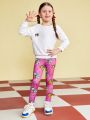 GARFIELD X SHEIN Young Girl Cartoon Printed Leggings