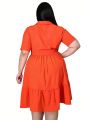 Plus Size Women's Ruffled Hem Shirt Dress