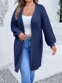 SHEIN LUNE Plus Drop Shoulder Open Front Cardigan