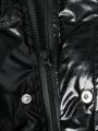 Manfinity Loose Fit Men's Zipper Leather-Look Puffer Coat