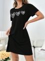 Simplicity Sketch Heart Print Night Dress