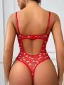 1pc Steel-Free Heart Design Hollow Out Sexy Bodysuit (Valentine's Day Edition)