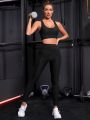 Yoga Basic 2pcs Textured Gym Set Athletic Wear Set Bra & Leggings With Phone Pocket