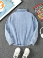 Teenage Boys' Casual Street Style Ripped Denim Jacket