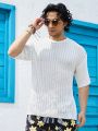 Men'S Solid Color Short Sleeve Knit Sweater With Small Holes