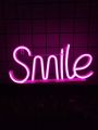 Led Letter Light Smile Neon Light For Wall Decoration, Pink Color For Festival Party Room Decor