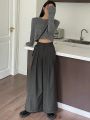 FRIFUL Women's High Waist Pleated Wide Leg Pants