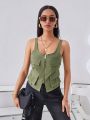 SHEIN ICON Zippered Pocket Vest