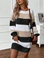 SHEIN LUNE Women's Oversized Colorblock Sweater Dress