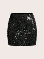 SHEIN BAE Women's Sparkly Mini Skirt