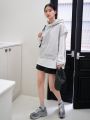 Dazy-Less Kangaroo Pocket Drawstring Hooded 2 In 1 Sweatshirt