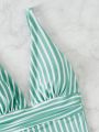 SHEIN Swim Vcay Striped Ruched One Piece Swimsuit