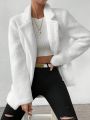 SHEIN Essnce Lapel Neck Flap Detail Teddy Coat