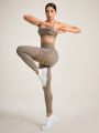 SHEIN Yoga Basic Women'S Cross Back Yoga Workout Set