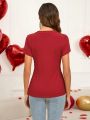 EMERY ROSE Valentine's Day Women Side Split Hem T-Shirt