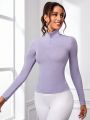 SHEIN Daily&Casual Women'S Zipper-Up Slim Fit Activewear Sweatshirt